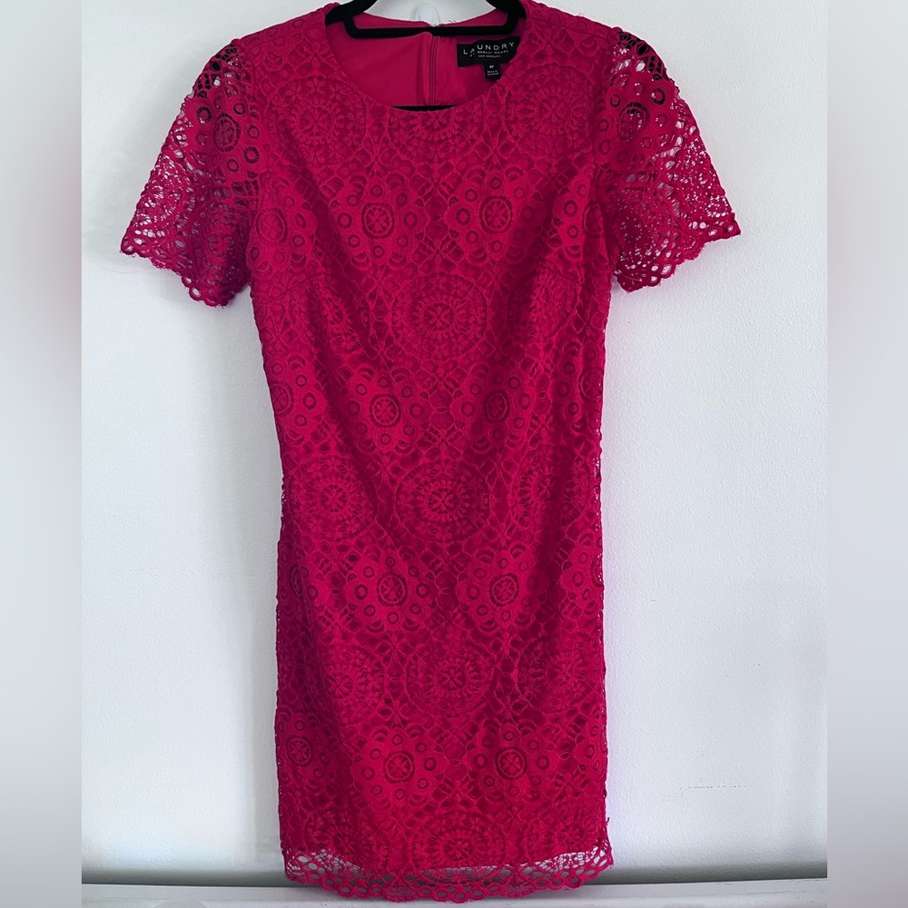 Laundry by Shelli Segal Los Angeles Red Lace Sheath Mini Dress Women’s Size 6P
